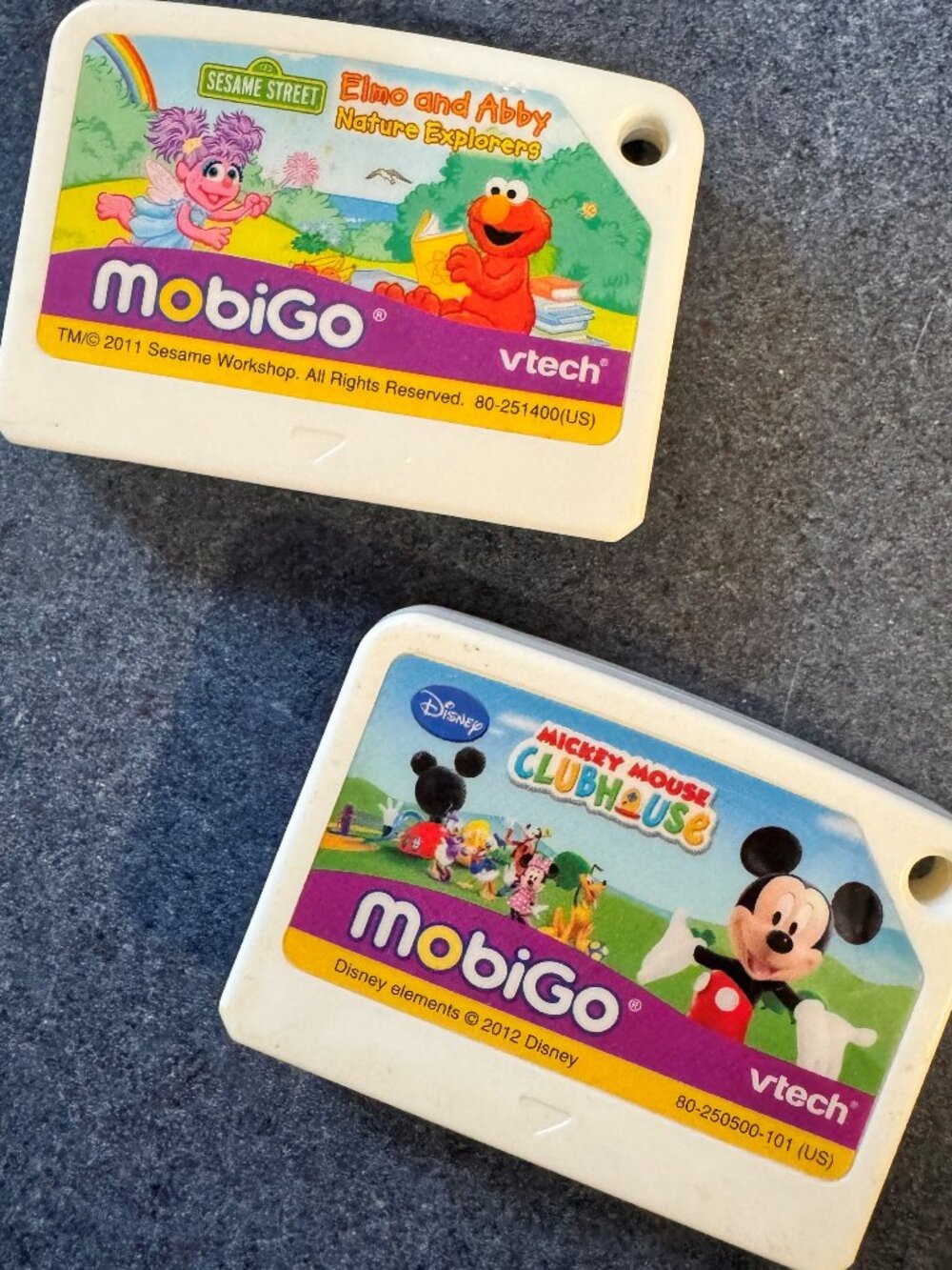 2011 Sesame Street & 2012 Mickey Mouse MobiGo Game Cartridges